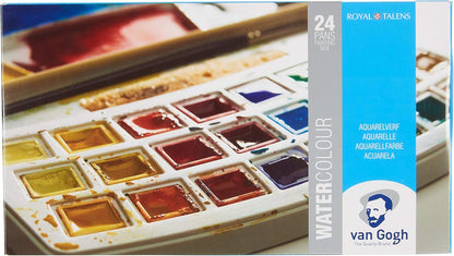 Van Gogh Watercolor Paint Set, Plastic Pocketbox, 24-Half Pan General Selection