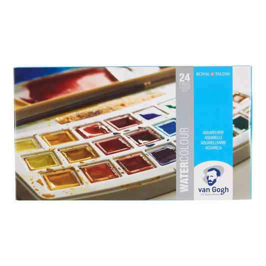 Van Gogh Watercolor Paint Set, Plastic Pocketbox, 24-Half Pan General Selection