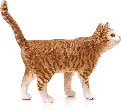 Schleich Farm World, Realistic Cute Cat Toys for Boys and Girls, Orange and White Tabby Cat Toy, Ages 3+