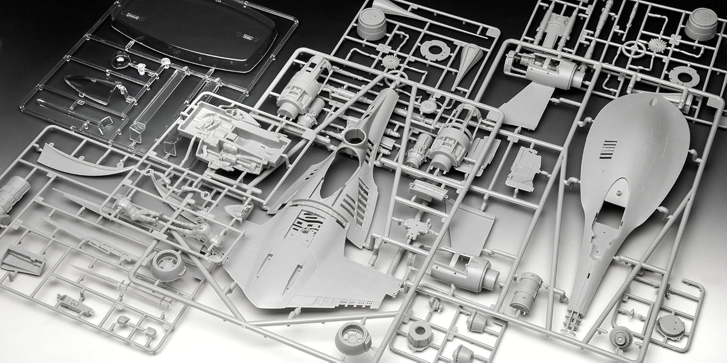 Revell 06787 Star Wars: The Mandalorian N1 Starfighter (Din Djarin) 1:24 Scale Unbuilt/Unpainted Plastic Model Kit with Seated 'Mando' Figure