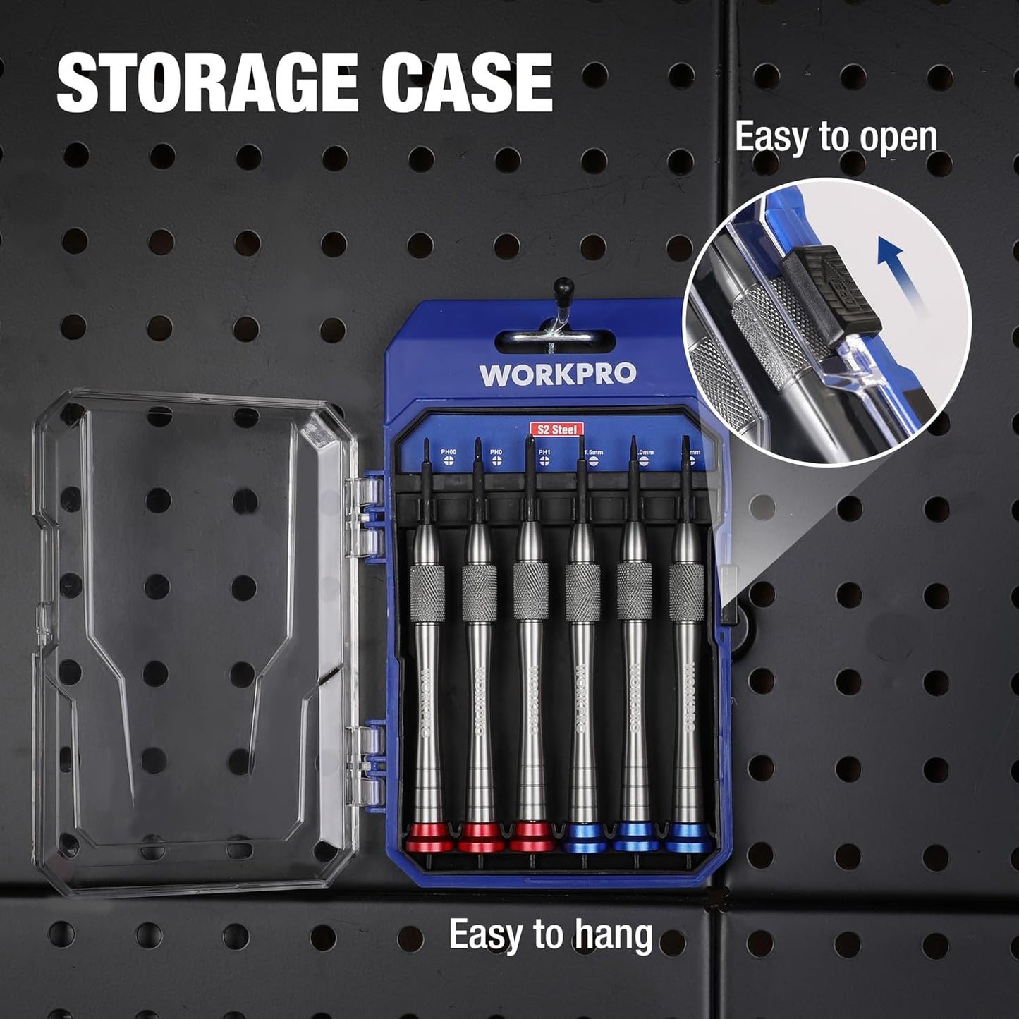WORKPRO 6-Piece Magnetic Screwdriver Set, S2 Alloy Steel, 3 Phillips and 3 Slotted Tips Small Screwdriver Repair Tool Kit, Good for Phone, Computer, Watch, Eyeglass, Electronic