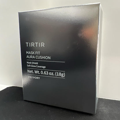 TIRTIR Mask Fit Aura Silver Cushion Foundation | Semi-glow Finish, Natural Coverage, Moisturizing, Lightweight, Korean cushion foundation (#21N Ivory, Full Size, 0.63 Fl Oz)