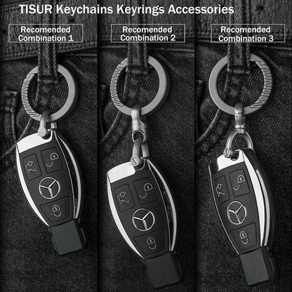 TISUR Titanium Carabiner Keychain Clip,D Key Rings for Keychains,Quick Release Keychain,Key Chain Clip for Men Women (Gray-Round)