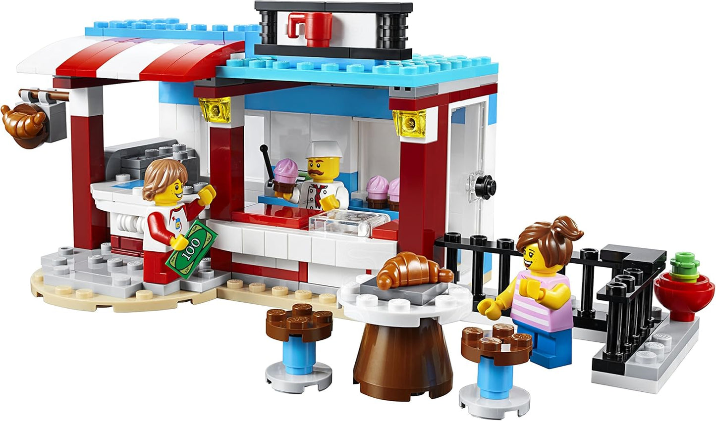 LEGO 31077 Creator 3in1 Modular Sweet Surprises Pool House and Food Corner Cafe Model Building Set, Toys for Kids 8-12 Years Old