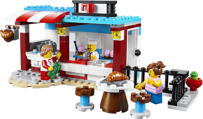 LEGO 31077 Creator 3in1 Modular Sweet Surprises Pool House and Food Corner Cafe Model Building Set, Toys for Kids 8-12 Years Old
