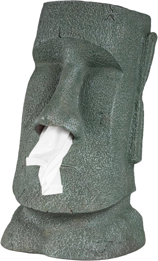 Rotary Hero - Moai Tissue Box Holder for Bathroom, Bedroom Dressers, Night Stands, Desks and Tables - Grey