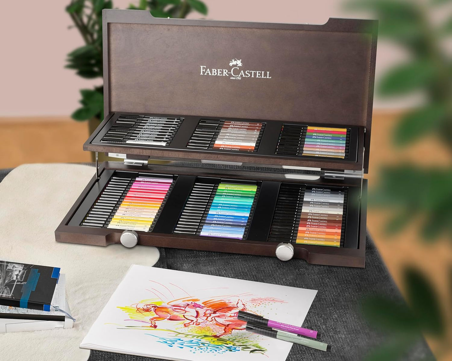 Faber-Castell Pitt Artist Wooden Box, Pack of 90