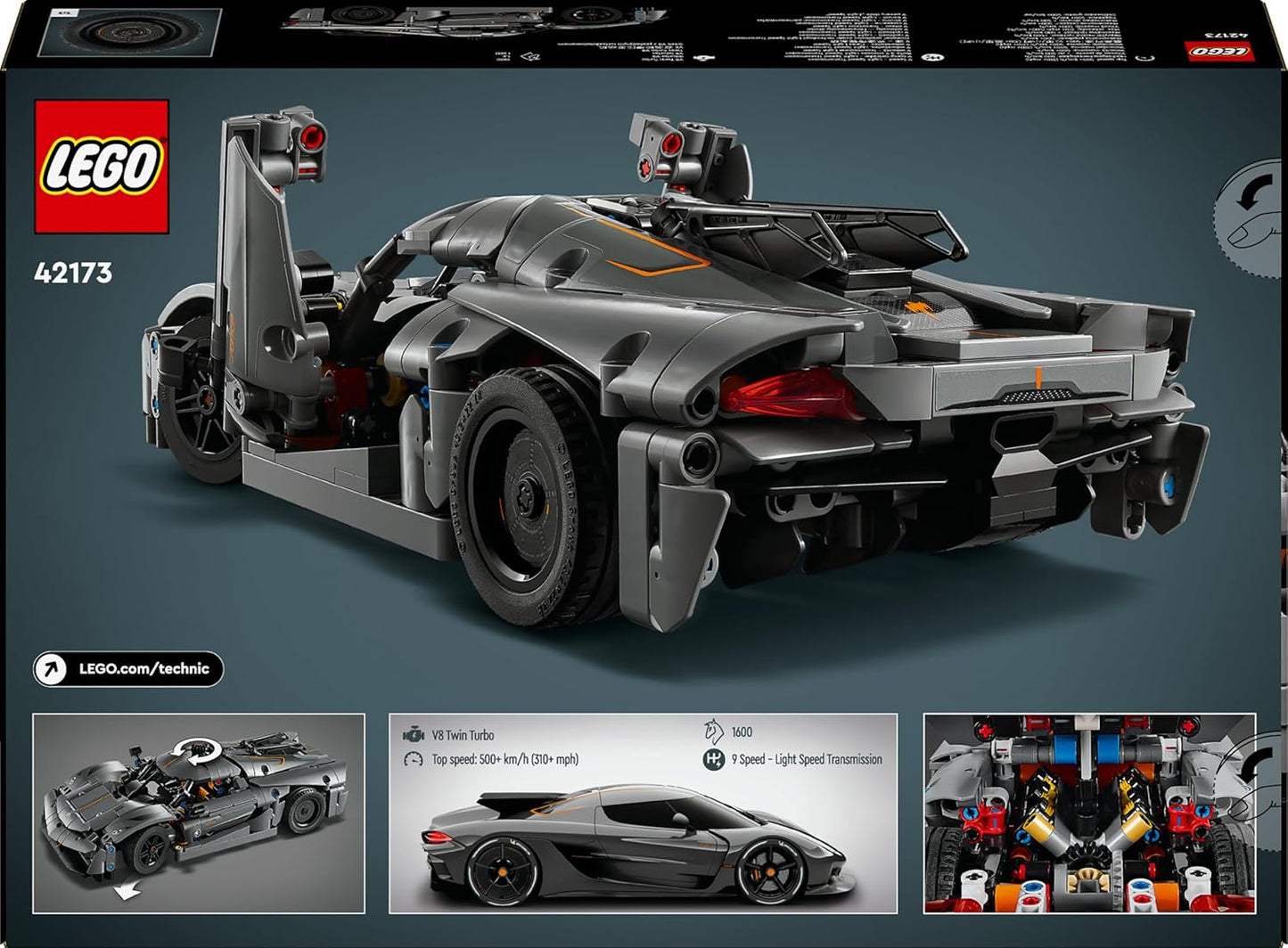 LEGO 42173 Technic Koenigsegg Jesko Absolut Supersportwagen in Grau