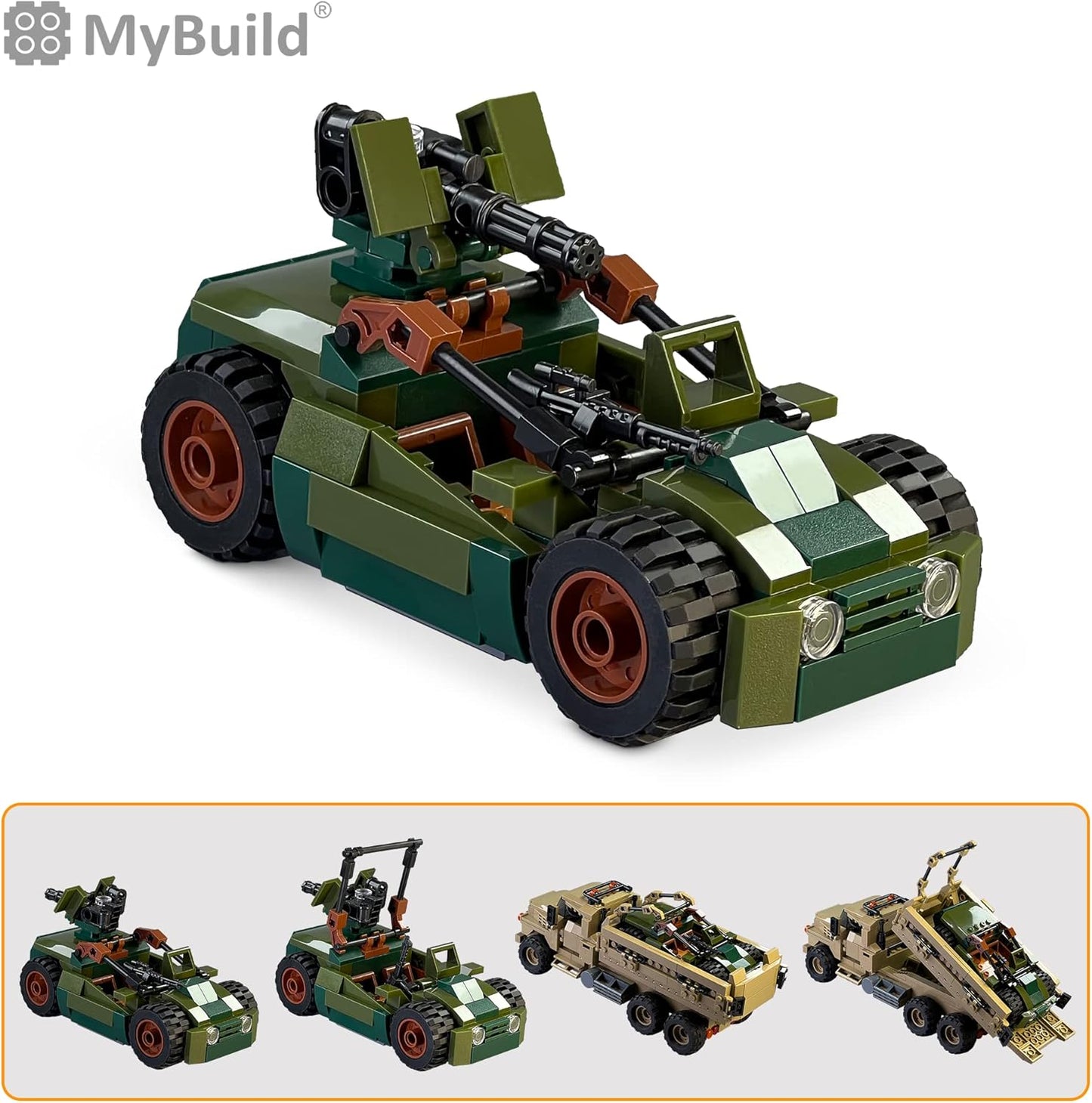 MyBuild Mecha Frame Armed Forces 7002 - Ajax Mech and Army Vehicle Building Toy Military Themed Builing Brick Set
