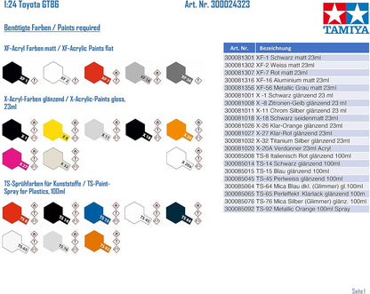 Tamiya 300024323 Toyota GT86 Model Kit - Highly Detailed Model 1:24 Scale Moving Wheels and Steering 116 Pieces