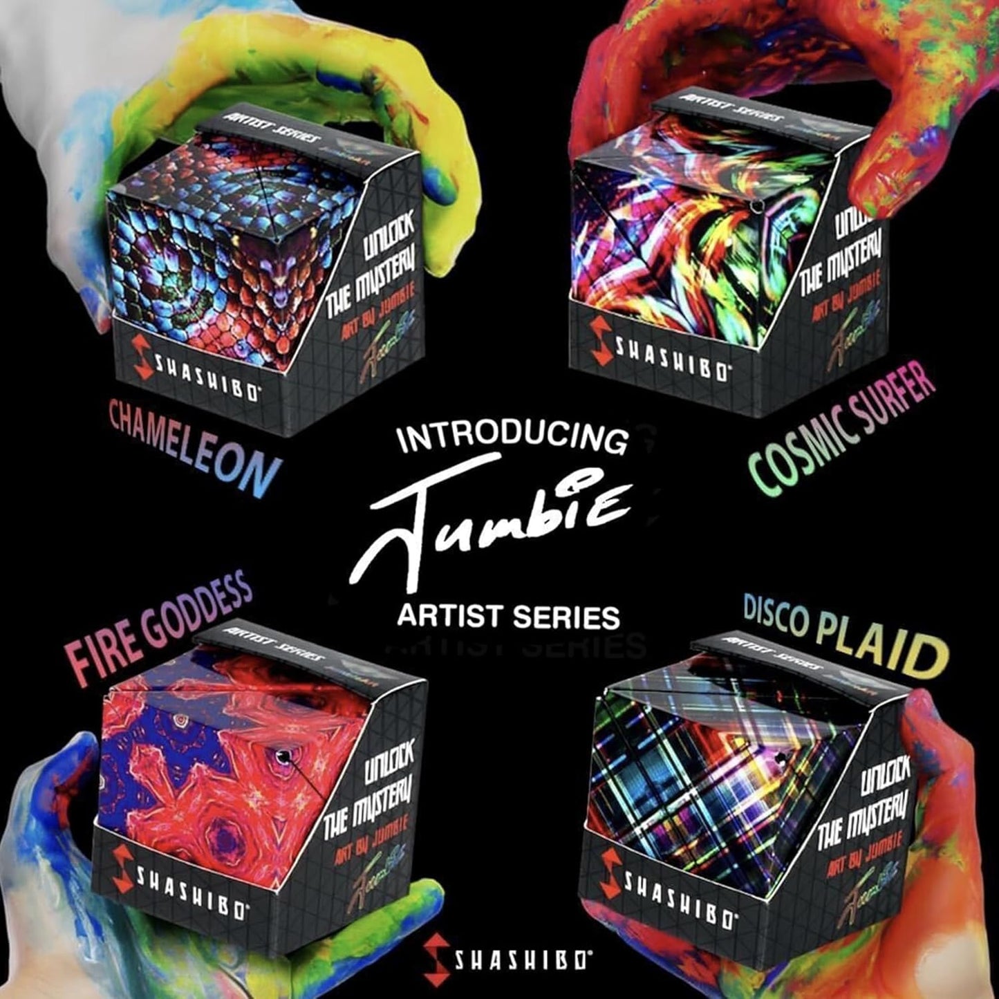 SHASHIBO Jumbie Shape Shifting Box - STEM Magnetic Fidget Cube That Transforms Into Over 70 Shapes, Download Fun in Motion Toys Mobile App (Cosmic Surfer)