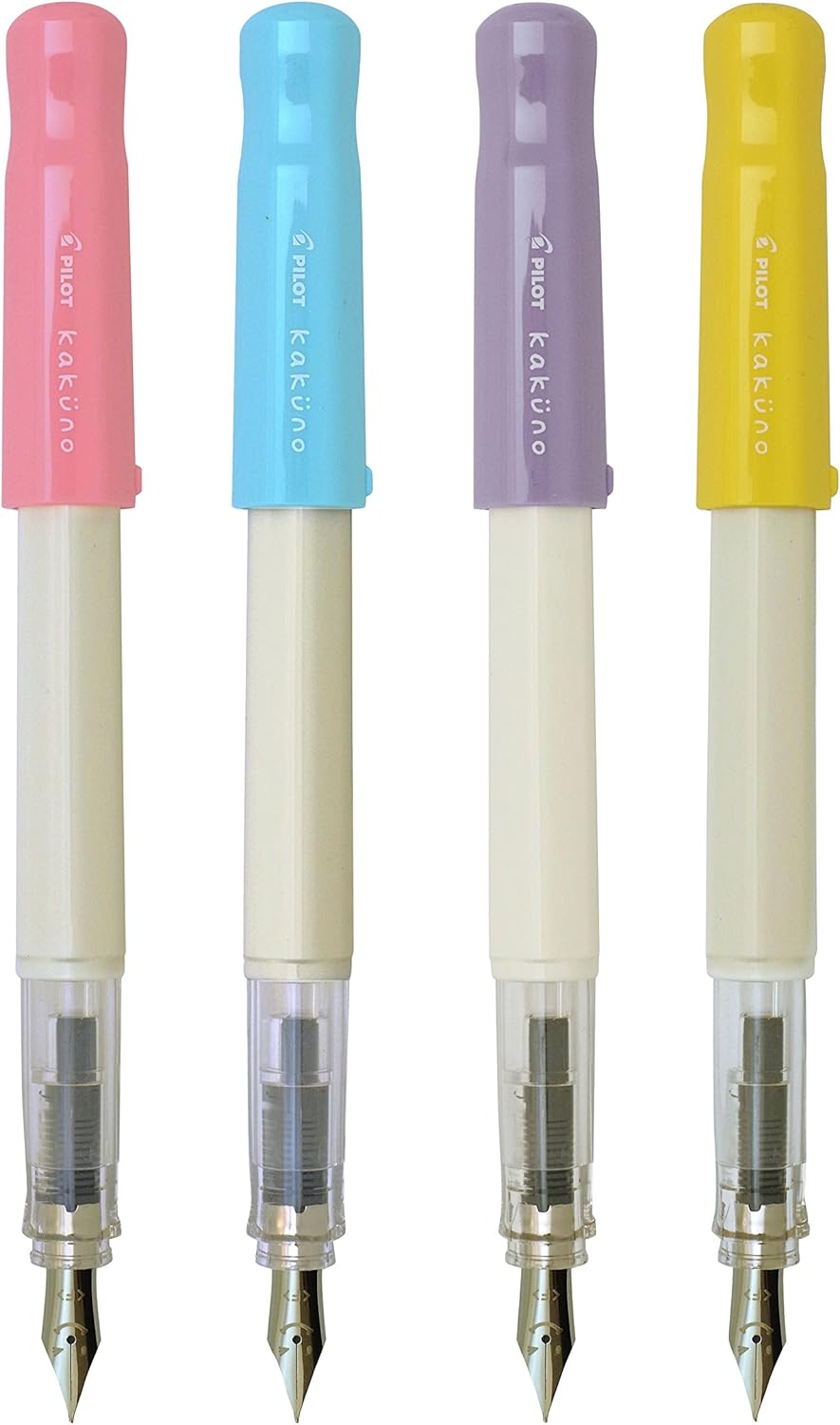 PILOT Kakuno Fine-Nib Fountain Pen, White Body Soft Violet Cap Body (FKA-1SR-SVF)