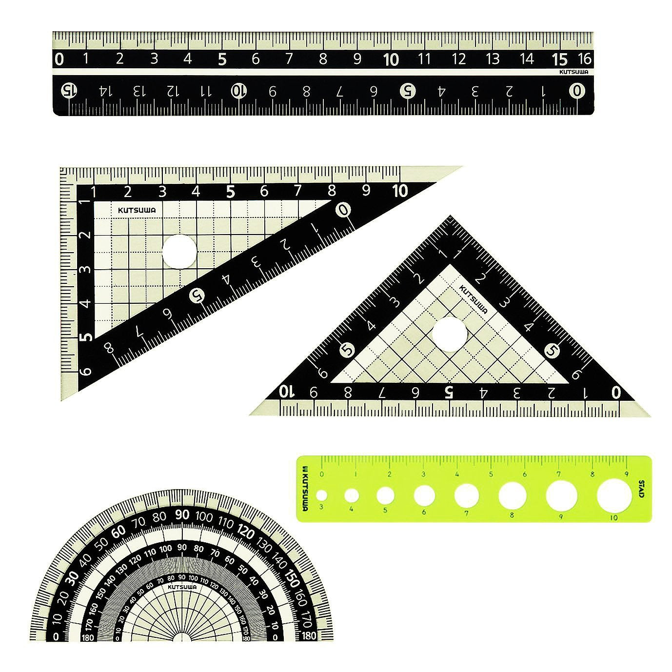 Kutsuwa KB031 STAD Ruler Set, Black