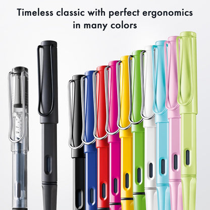 LAMY safari vista - Fountain Pen with ergonomic grip & polished steel nib in size EF - ideal for any Writing & Calligraphy - including LAMY T 10 blue cartridge - Right-Handed packaging box