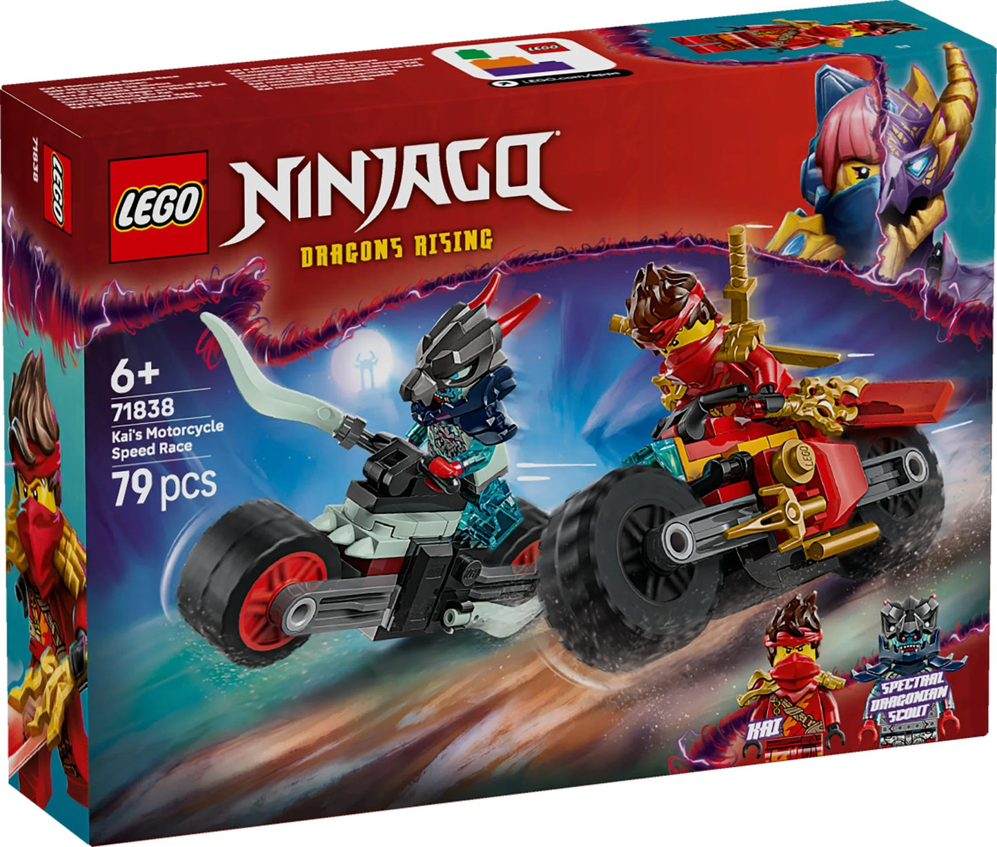 LEGO NINJAGO Kai’s Motorcycle Speed Race Playset with 2 Ninja Bike Toys 71838 Building Blocks Toys for 6+ Gift for Boys and Girls
