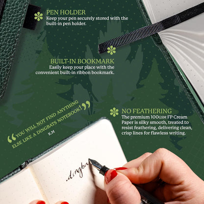 Dingbats* Wildlife A6 Dotted Pocket Notebook - PU Leather Hardcover - Small Writing Journal for Work, Travel - Pocket, Elastic Closure, Bookmark