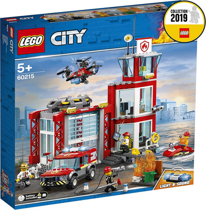 City Fire Station Building Set, Fire Toy Truck Water Scooter & Drone, Firefighter Toys for Kids