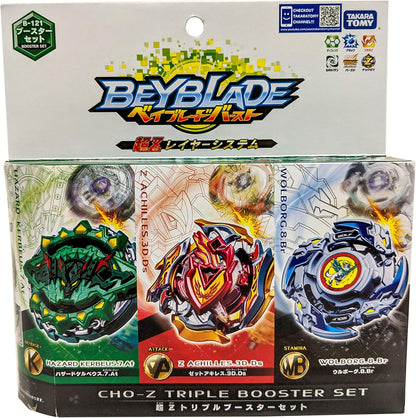 TAKARA TOMY Takaratomy Beyblade Burst B-121 Burst Super Cho-Z Triple Booster Set, Brown