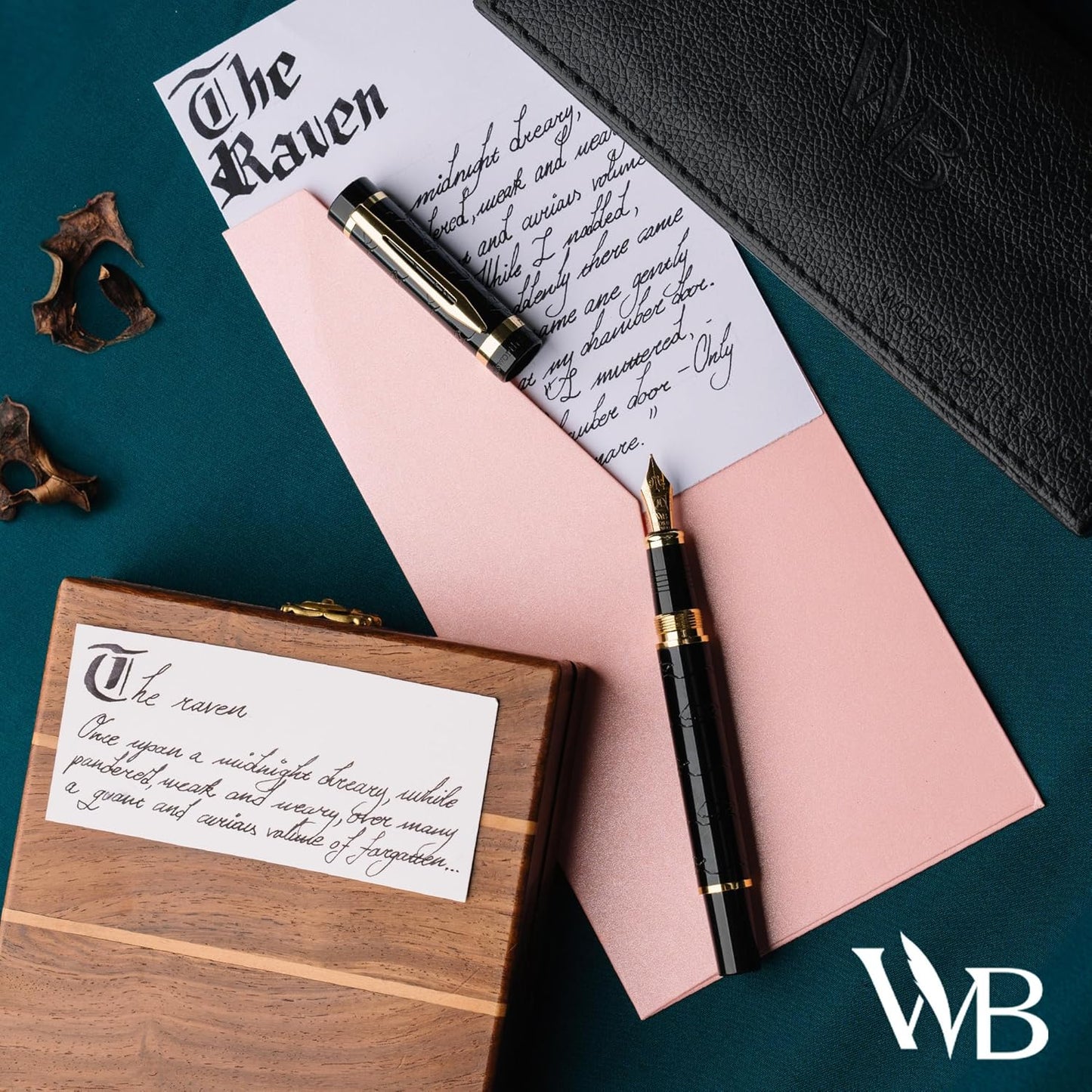 Wordsworth & Black Primori Fountain Pen Set [Black Gold]; Medium Nib, Gift Case, 24 Ink Cartridges, Refill Converter, Manual; Journaling, Calligraphy, Smooth Writing Pens; Left & Right Handed