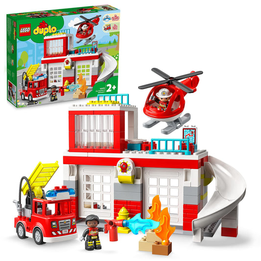 LEGO® DUPLO® Rescue Fire Station & Helicopter 10970 Building Toy; Playset with Fire Engine and Helicopter