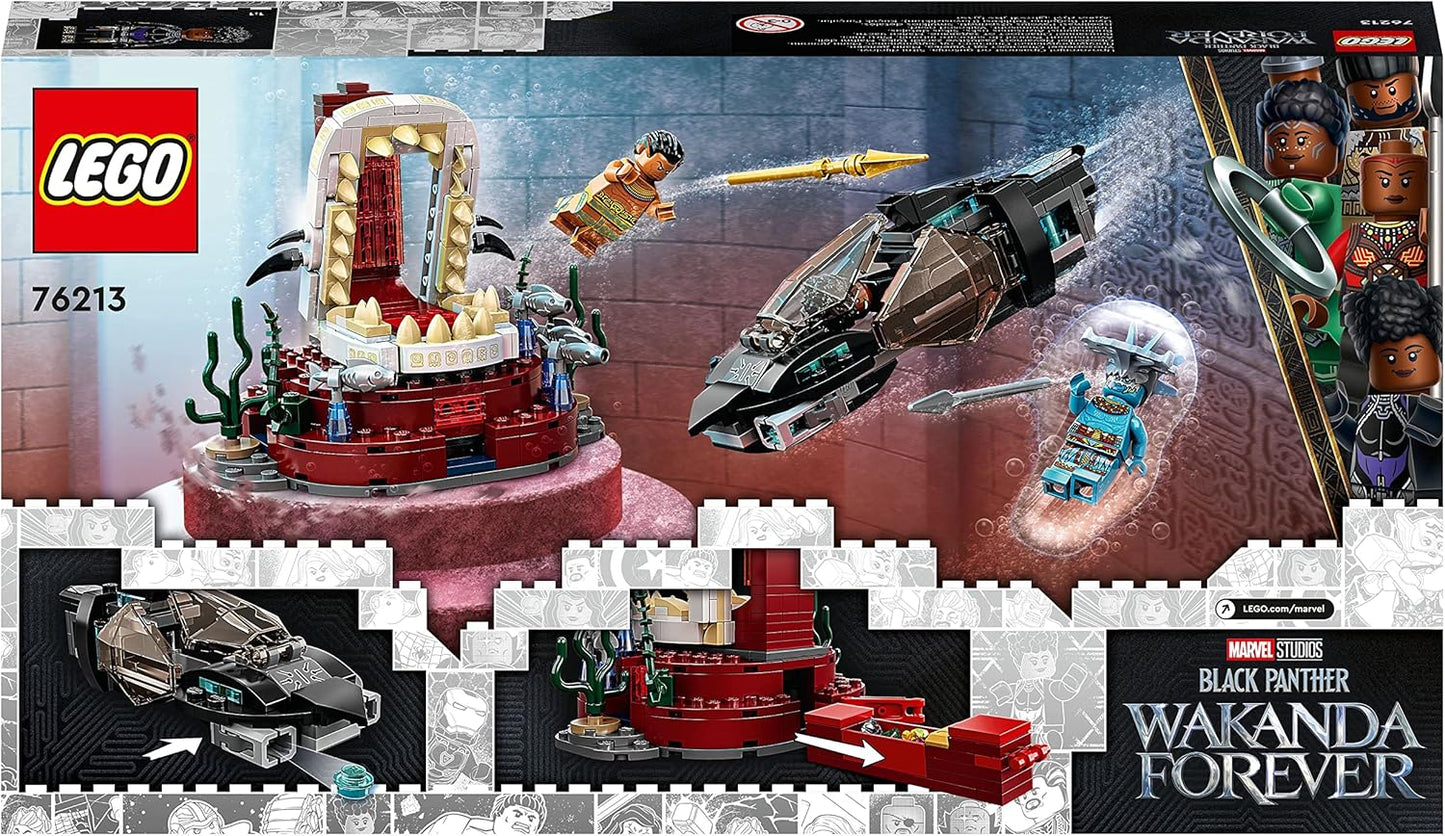 LEGO 76213 Marvel King Namor's Throne Room, Black Panther Wakanda Toy for Building, Set with Submarine for Children from 7 Years, Underwater Adventure with Superheroes