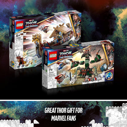 Lego Marvel Attack on New Asgard, Thor Buildable Toy 76207 with Hammer, Stormbreaker and Monster Figure, Love and Thunder Movie Set