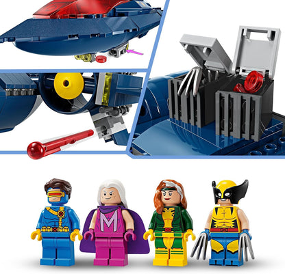 LEGO 76281 Marvel X-Jet X-Men Toy Plane Fighter Construction with Superhero Minifigures Wolverine, Magneto, Cyclops and Rogue, Gift for Boys and Girls Ages 8+