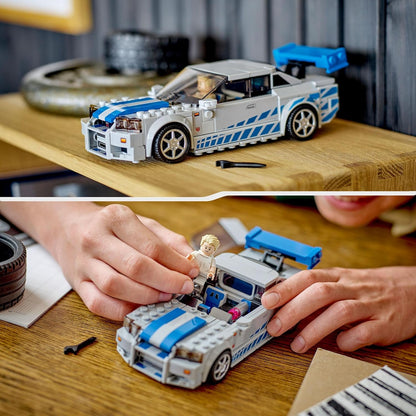Lego Speed Champions 2 Fast 2 Furious Nissan Skyline GT-R (R34), Race Car Toy Model Building Kit, Collectible with Racer Minifigure, 2023 Set for Kids, Boys and Girls Ages 9 and Up 76917