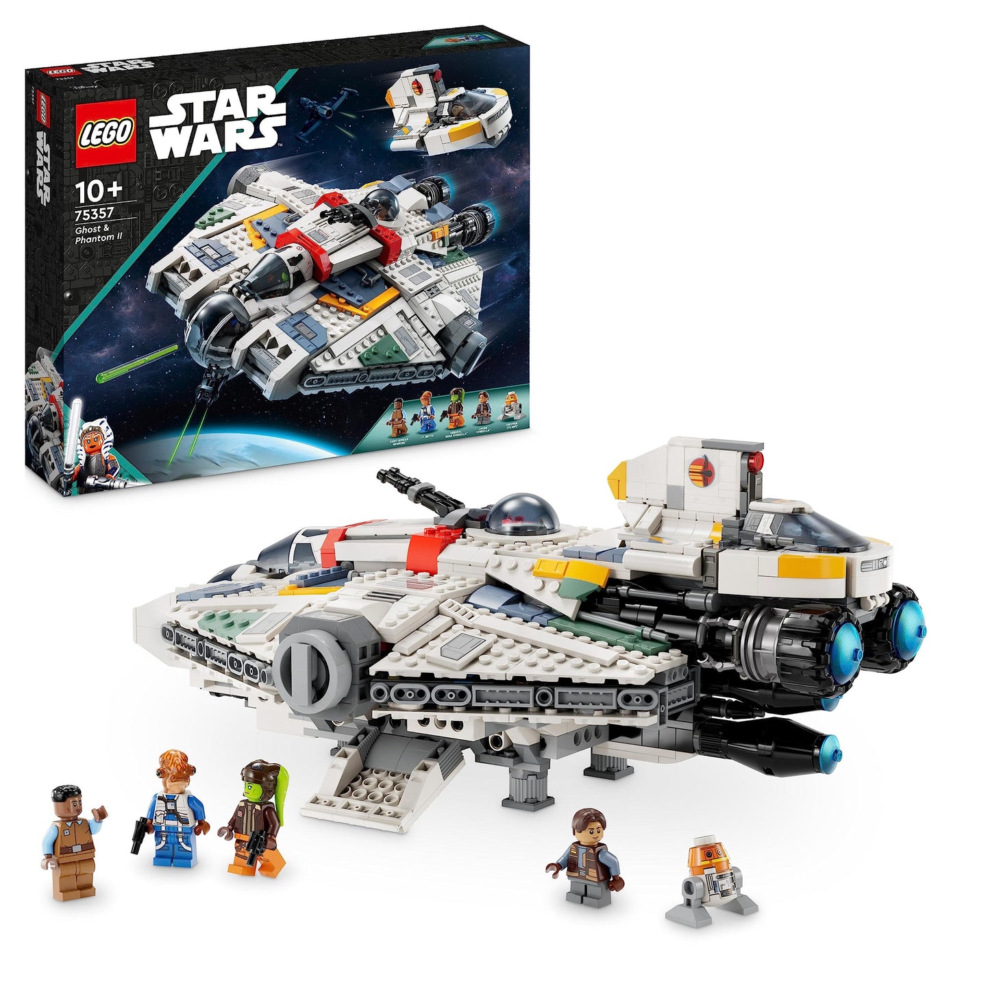 LEGOå¨ Star Wars: Ahsoka Ghost & Phantom II 75357 Building Toy Set Featuring 2 Brick-Built Starships and 5 Characters, Including Jacen Syndulla‰ã¢ and Chopper (C1-10P); for Kids Aged 10 and over (1,394 Pieces)