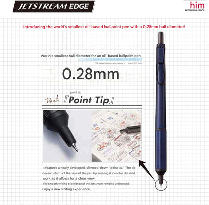 Ultra Fine 0.28 Ballpoint Pen Japan – Mitsubishi Jetstream Edge SXN100328W.15 White Red – Smooth Oil Ink – For Precise Writing – Original Imported