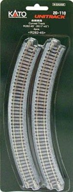 Kato USA Model Train Products Unitrack, 282mm (11') Radius 45-Degree Curve Track (4-Piece)