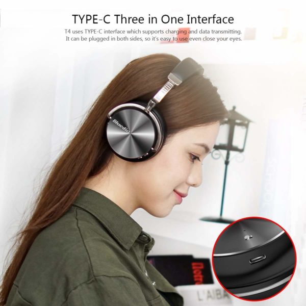 Bluedio T4 (Turbine) Active Noise Cancelling Bluetooth Headphones with Mic Over-ear Swiveling Wired and Wireless headphones Headset for Cell Phone/TV/PC bass fashion (Black) - Image 5