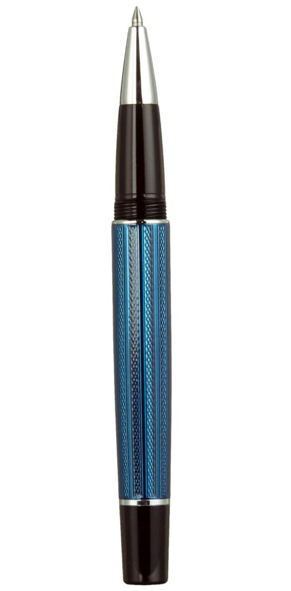 Xezo Brass Fine Roller Ball Pen Blue Metallic Color in French, Diamond Cut Marking, Platinum Plating, Serialized (Incognito Blue R) - Image 4