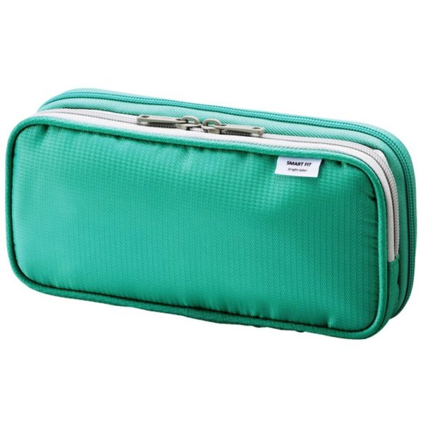 LIHIT LAB. Double Pen Case L size, Green, 4.1 x 8.7' (A7661-7)