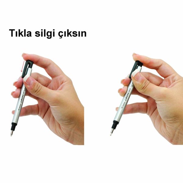 Tombow Holder Eraser, Mono Zero Round Shapre Silver (EH-KUR04) - Image 3