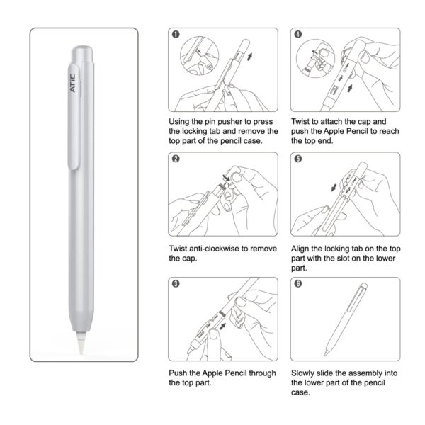 Apple Pencil case - ATiC Apple Pencil case / cover SILVER - Image 4