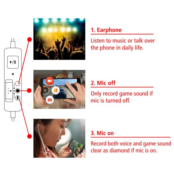 (Mobizen) Mobizen world's first audio and internal sound recording headphones with earphone microphone and volume adjustment for Android phone & tablet - Image 4