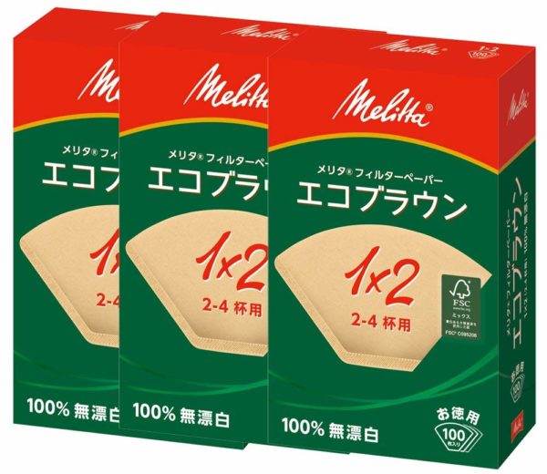 Melitta filter paper eco Brown [100 pieces for 2 to 4 cups] PA1 × 2G NB FSC mix, set of 3