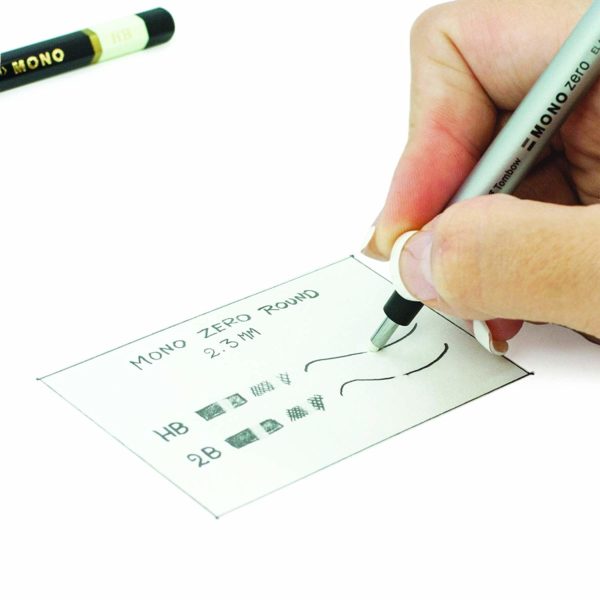 Tombow Holder Eraser, Mono Zero Round Shapre Silver (EH-KUR04) - Image 2
