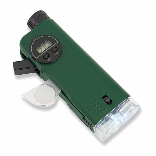 Carson X-Scope Kids 7 Function Multi Purpose Optical Pocket Tool with 30x Microscope, 8x Telescope, 9x Fold-Out Magnifier, Flashlight, Signal Whistle, Directional Compass and Digital Clock (CP-11) - Image 5