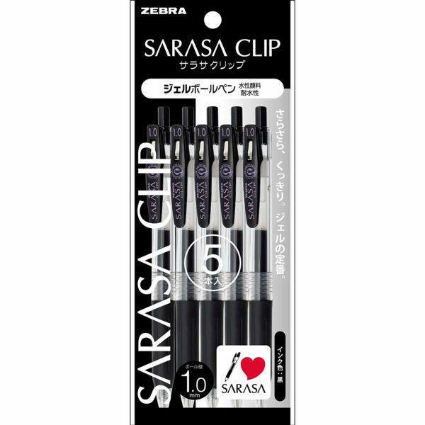 Zebra gel ball pen sarasa clip 1.0 black 5 P - JJE 15 - BK 5