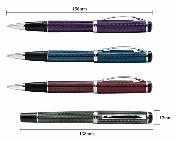 Xezo Brass Fine Roller Ball Pen Blue Metallic Color in French, Diamond Cut Marking, Platinum Plating, Serialized (Incognito Blue R) - Image 8