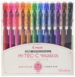 Pilot Hi-Tec-C Maica Gel Ballpoint Pen, 12 Color Set, Fine (LHM180C4-12C)