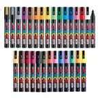 Posca Paint Marker Full Range Bundle Set, Mitsubishi Poster Colour All Color Marking Pen Medium Point 29 Colours (22 Standard & 7 Natural) Japan Import