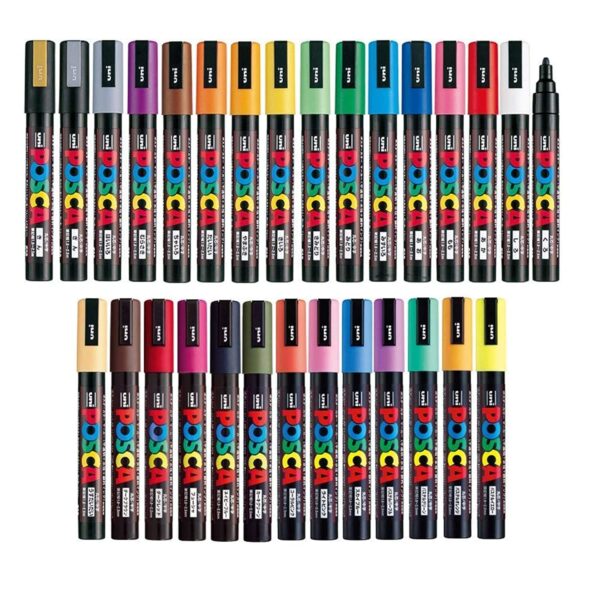 Posca Paint Marker Full Range Bundle Set, Mitsubishi Poster Colour All Color Marking Pen Medium Point 29 Colours (22 Standard & 7 Natural) Japan Import