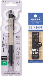 Mitsubishi Pencil M31009GGSBHBS Mechanical Pencil, Alpha Gel Switch & Sharp Lead Uni Limited Set, Sand Beige, 0.3