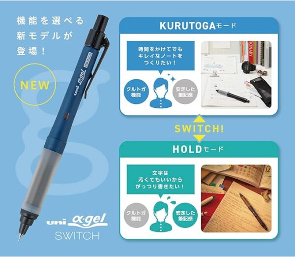 Mitsubishi Pencil Mechanical Pencil Alpha Gel 0.5 Switch Navy M51009GG1P.9 - Image 2