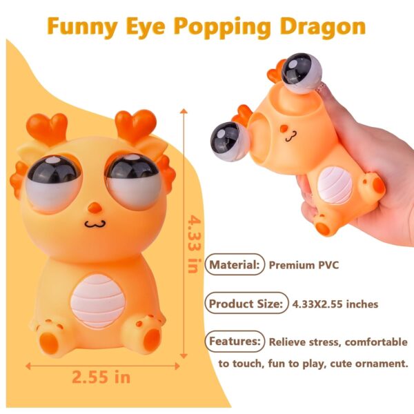 MuMyer Squeeze Dragon Pop Out Eyes Toys, Eye Popping Dragon Stress Relief Squeezy Toy - Image 3