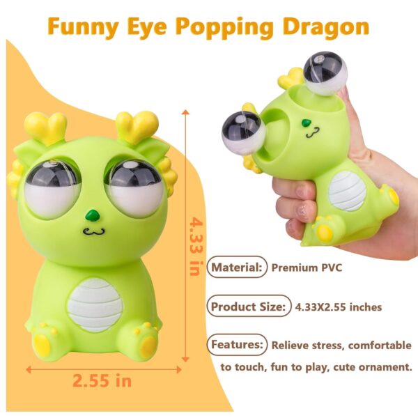 MuMyer Squeeze Dragon Pop Out Eyes Toys, Eye Popping Dragon Stress Relief Squeezy Toy - Image 2